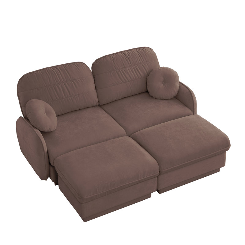 Canapé en U avec assise profonde et repose-pieds amovible, Rose Dust Chenille, H 37,4 po x l 73,2 po x P 57,8 po