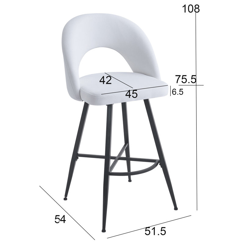 Swivel Upholstered Counter Stool with Metal Frame, Cream