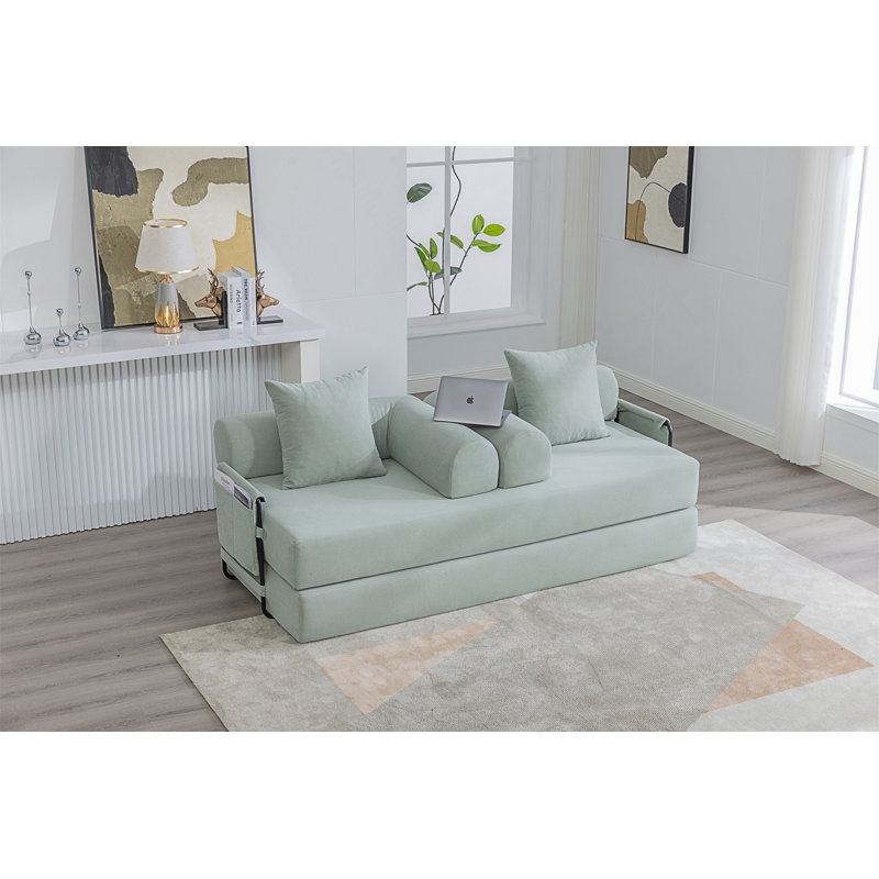 Canapé pliable et compressible, Velours côtelé bleu menthe