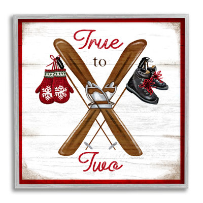 «True To Two Ski Motivation», mitaines rouges surdimensionnées, estampe numérique encadrée par Elizabeth Tyndall