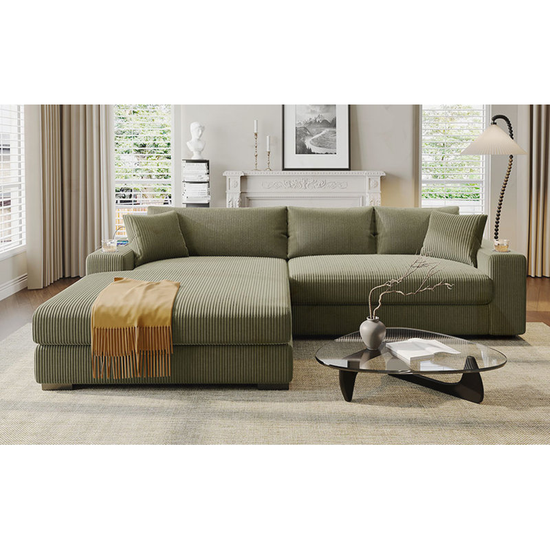 Grand canapé modulaire avec coussins épais, Vert