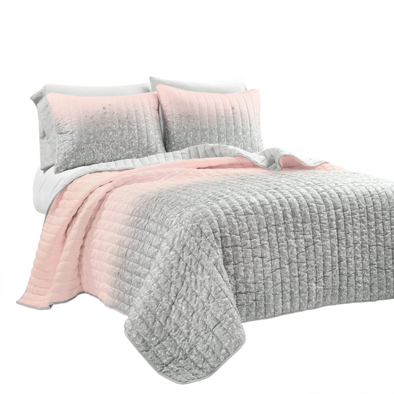 2 - Piece Quilt Set, Blush/Gray, Twin Quilt + 1 Sham