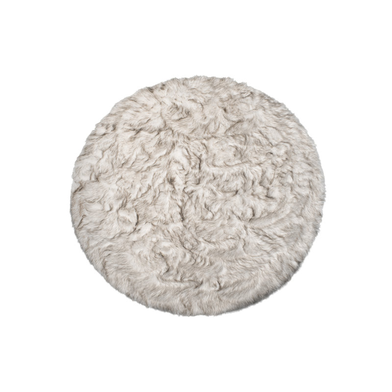 Laperle Gradient Chocolate Faux Sheepskin Fur Area Rug, Round 6' x 7'