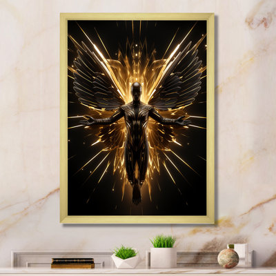 «Yellow Dark Fantasy Angel Warrior», art mural fantastique