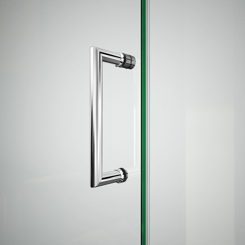 Unidoor Plus 40.5" W x 34.375" D x 72" H Frameless Pivot Rectangle Shower Enclosure with Fixed Panel, Chrome