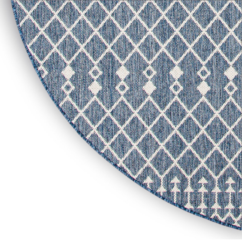 Positano 5' x Round Navy Blue Modern Rug, Navy, Round 5'