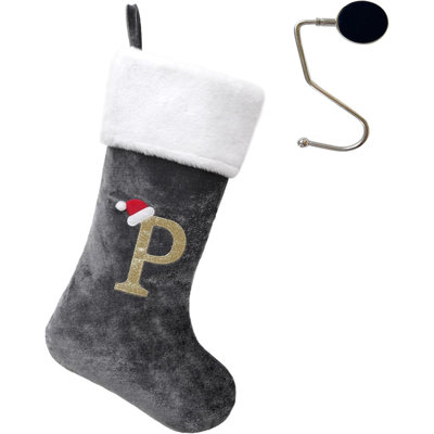 Bas de Noël monogrammés de 20 pouces avec lettres, bas de Noël super doux, bas de grand monogramme, bas de lettre rouge pour les Fêtes de Noël, cadeau de Noël…