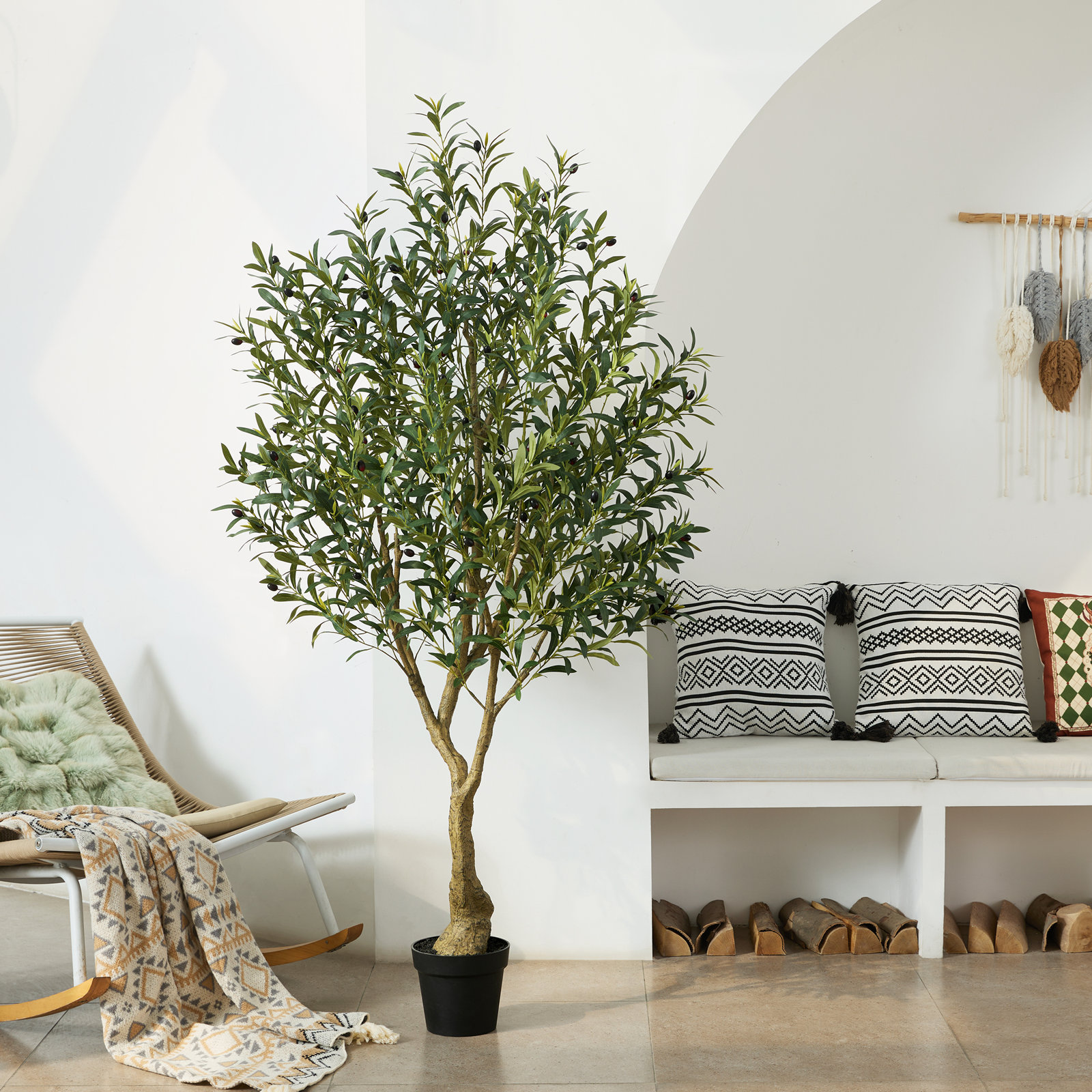 Adcock 84" Olive Tree in Pot, 72"H x 22"W x 22"D
