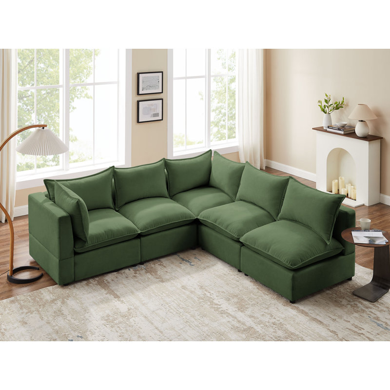 Rayners 5 - Piece Upholstered Sectional, Olive Green 100% Polyester