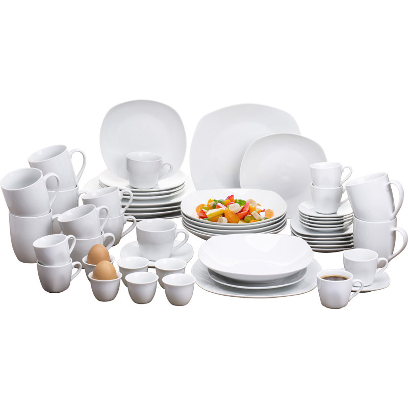 Waterside 54pc White Square Athena Porcelain Dinner Set