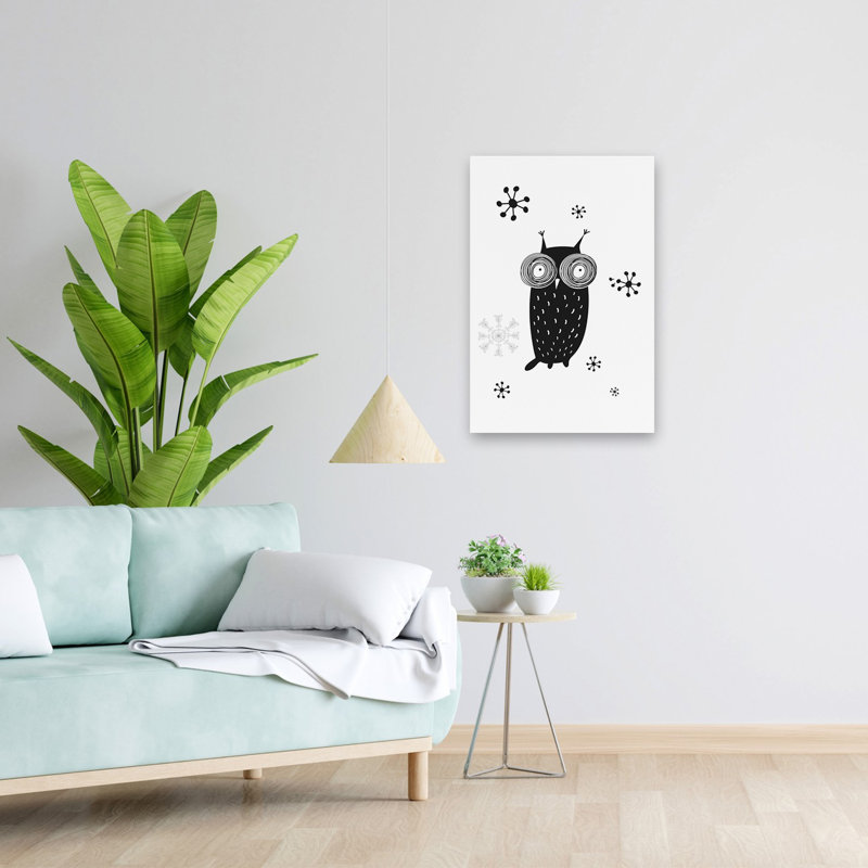 Hibou I - animaux contemporains, oiseaux, hiboux, art, H 24 po x l 16 po