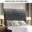 Structure de lit rembourrée en tissu de lin avec tête de lit réglable / style Chesterfield / support à lattes de bois-1312449183-1312449182