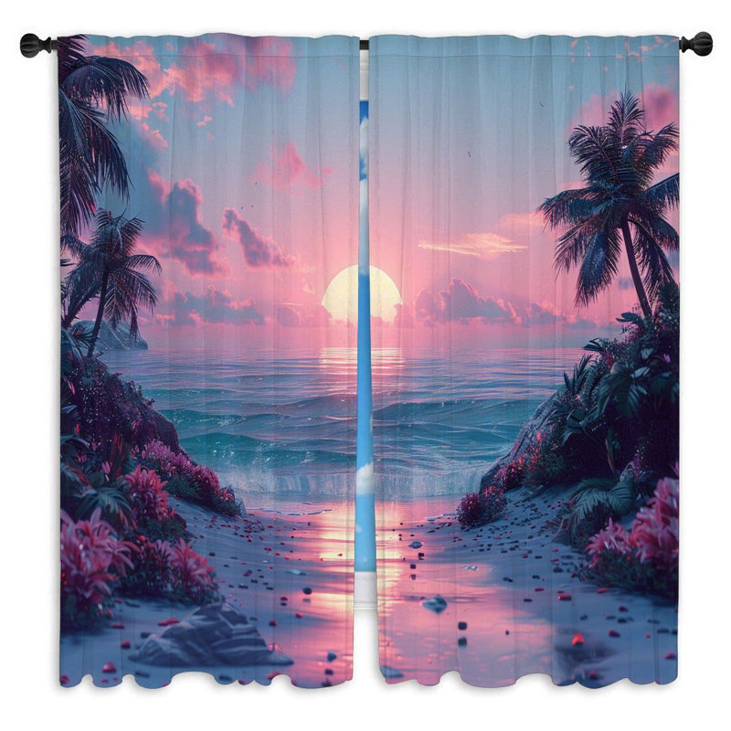 Rideaux de plage, rideaux, palmiers, 2 panneaux, L 20 po x L 61 po