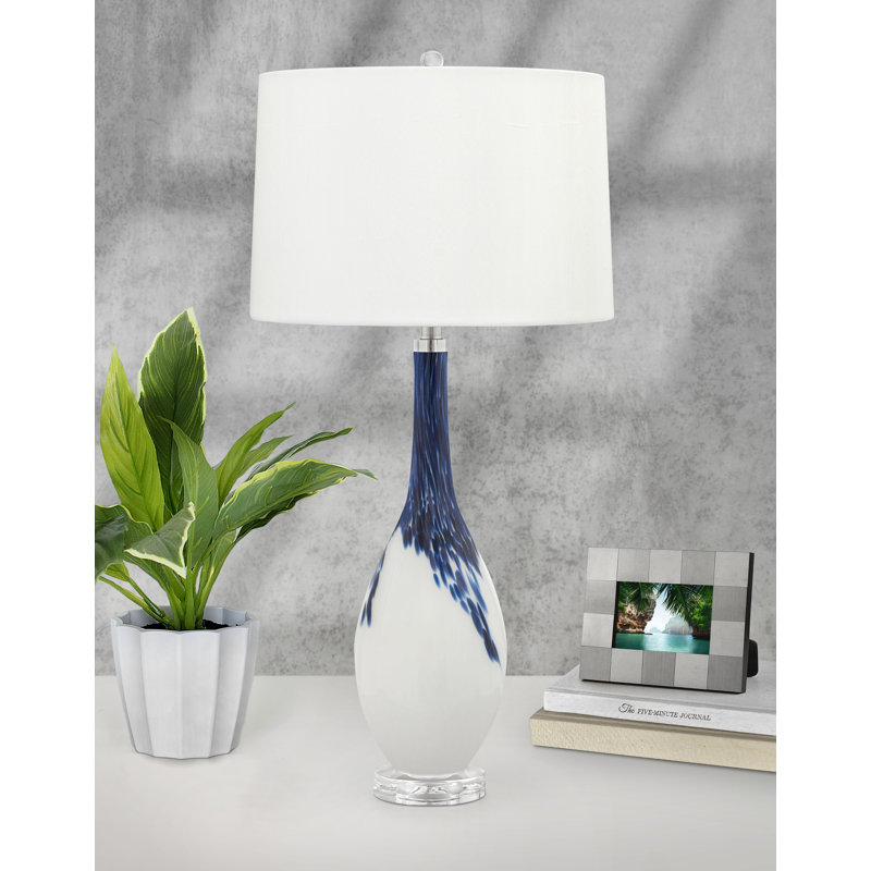 Brescia 34" Blue and White Glass Table Lamp Set