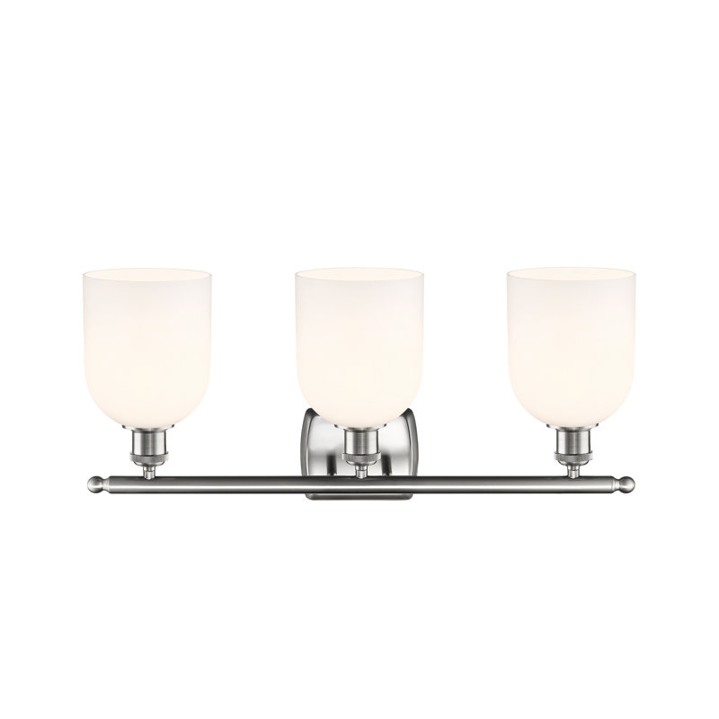 Anacaren 3 - Light Dimmable Vanity Light, Brushed Satin Nickel, Glossy White