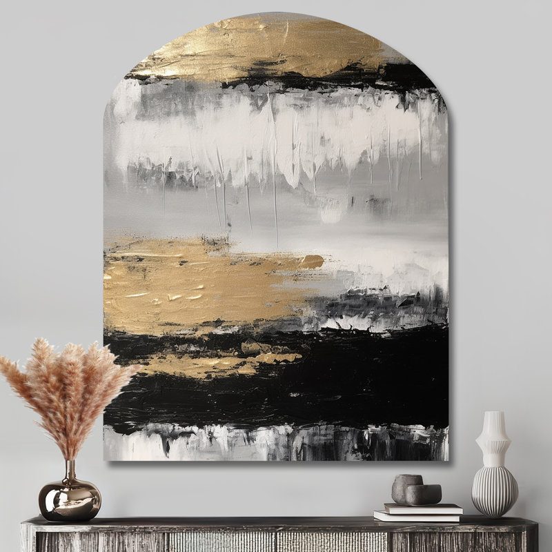Fiedler - art mural asymétrique abstrait - forme d'arche, H 43 po x l 33 po