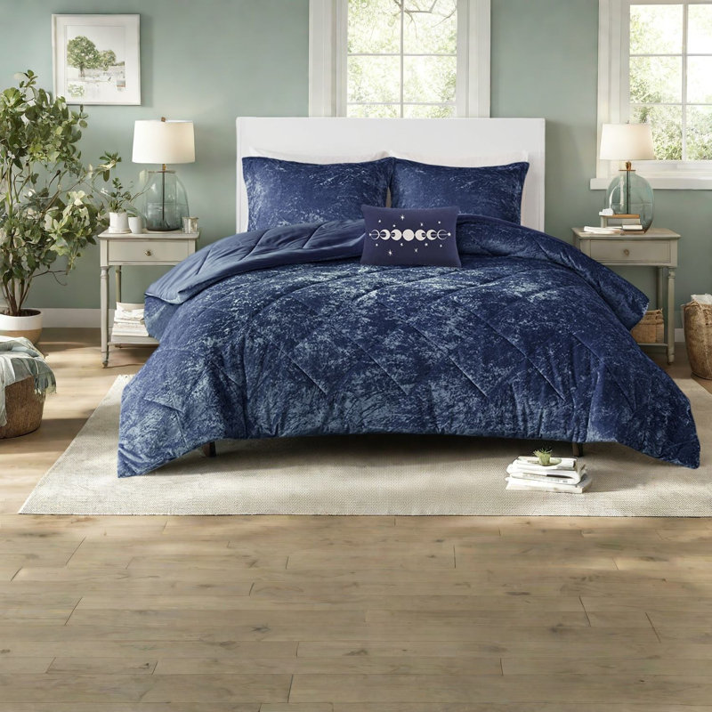 Ensembles de literie en velours de luxe pour lit simple TG, bleu marine confortable pour la maison