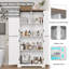 Armoire de salle de bain autoportante en bois de style campagnard 63,5 po Rocher avec 4 portes, armoire de rangement en bois avec tablettes réglables, blanc