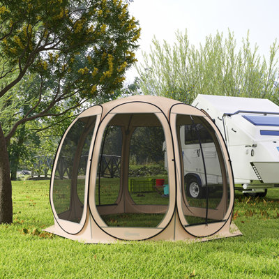 Tente écran 11 pi x 11,5 pi, pavillon de jardin escamotable avec 2 portes