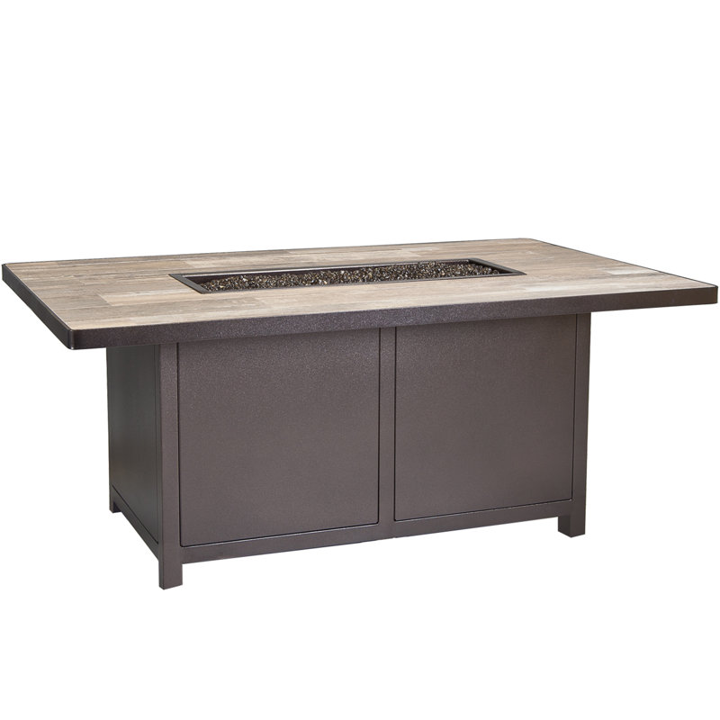Capri Cast Iron Outdoor Fire Pit Table, Canyon Taupe, 24" H x 58" W x 36" D, Graphite