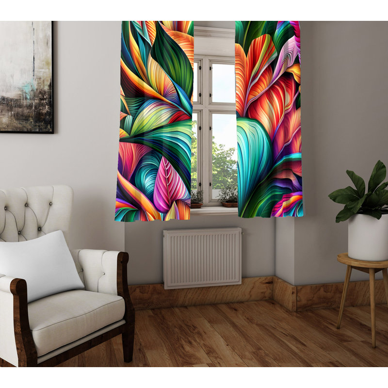 Paire de rideaux semi-transparents en polyester Diao, L 20 po x L 82 po