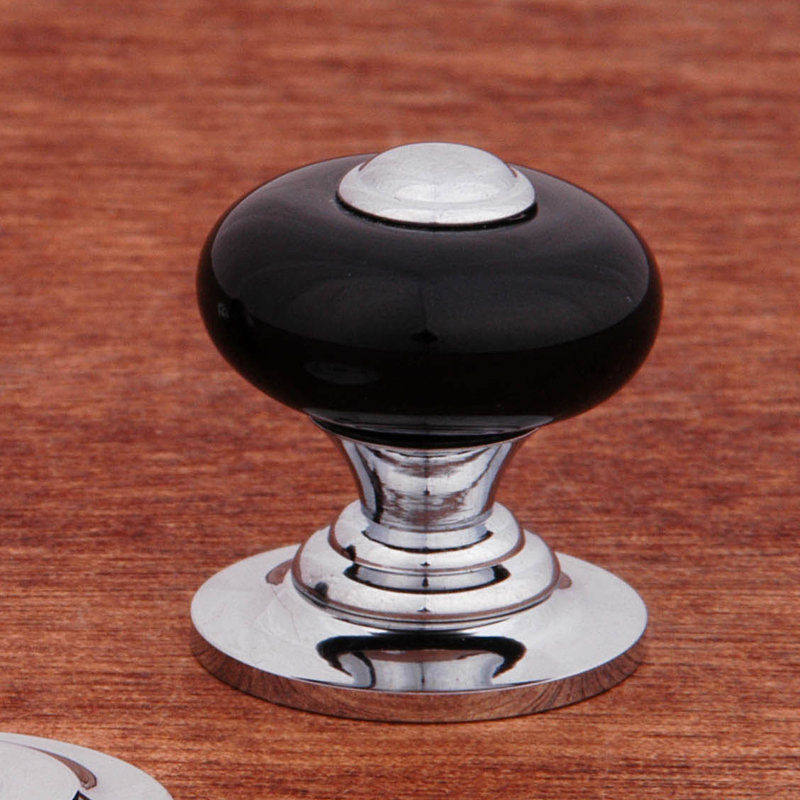 CK Series Diameter Mushroom Knob, Black / Chrome, 1" H x 1" W x 1.13" D