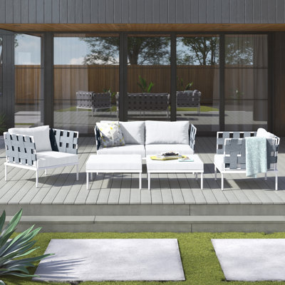 Ensemble de canapé modulaire d'extérieur en aluminium 5 pièces Harmony