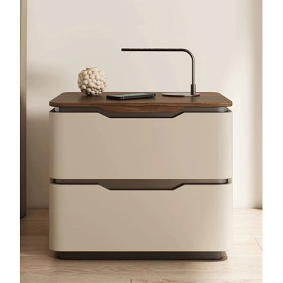 Modern Style Bedside Table, With Solid Wood Frame And Anti-Damage Corners, Suitable For Bedroom Use
