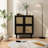 4-Doors Rattan Mesh Storage Cabinet, Sideboard With Eight Storage Spaces, For Entryway, Living Room, Hallway (Black)-253433982
