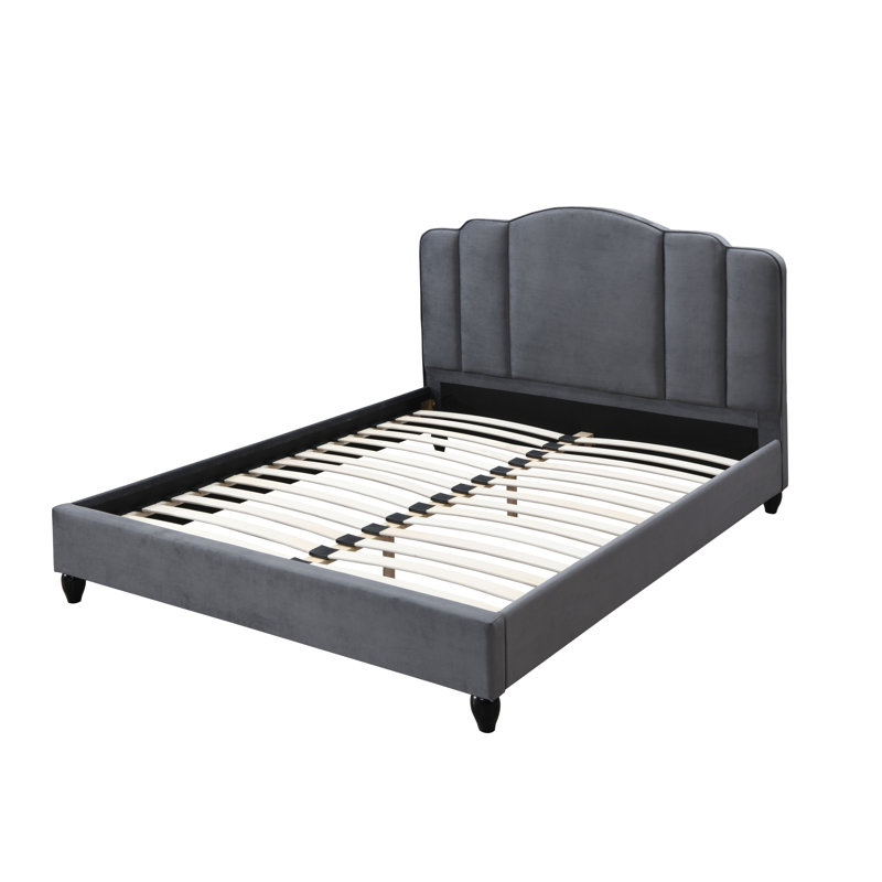 Lit tapissier gris anthracite capitonné, Très grand
