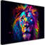Colour Neon Portrait Of A Lion - No Frame Print on Canvas-1264957920