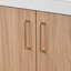 Meuble-lavabo moderne à faible encombrement avec lavabos doubles, panneau de fibres à densité moyenne et chêne doré