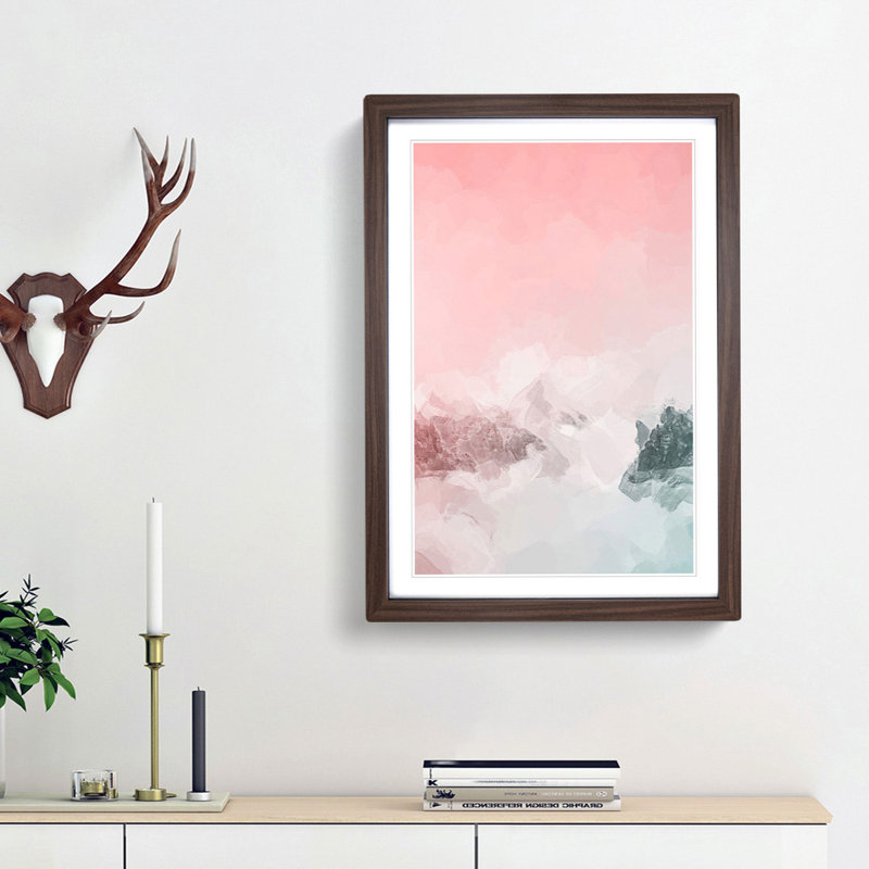 Cloudy Mountains in Abstract - Picture Frame Graphic Art Print, 65cm H x 48cm W x 2cm D, Walnut Framed
