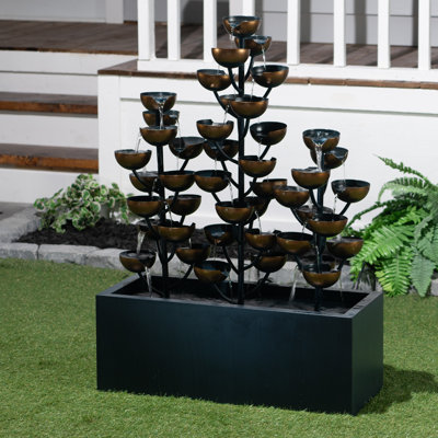 Multi Level Zinc Metal Tri-Stacked Cups Fountain
