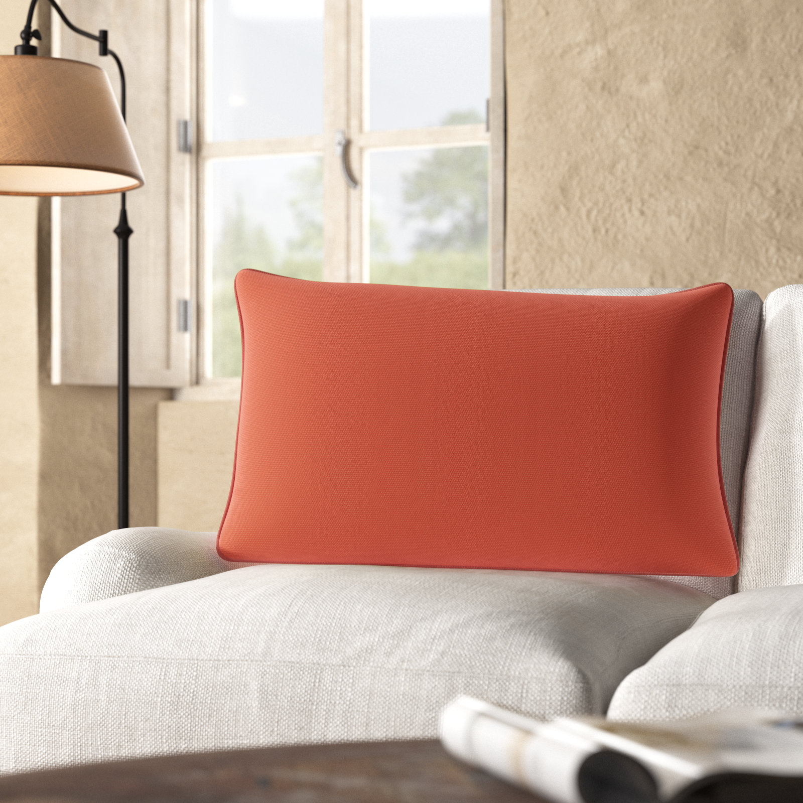 Annata 26" x 16" Sunbrella® Throw Pillow, Orange