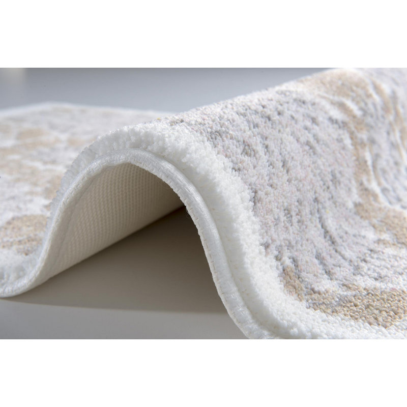Tapis pour salle de bain Tompkins, Beige / Blanc