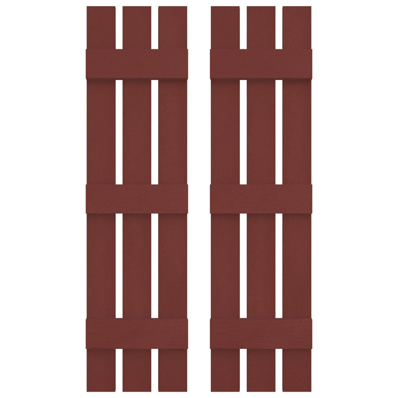 Builders Edge, paire de volets personnalisés à trois planches espacées, planche-n-lattes, Rouge bourgogne, 61 po
