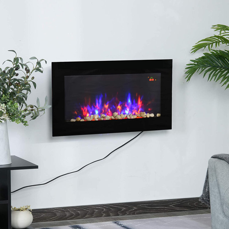 Jaycee Belfry Heating Black Electric Fireplace with 6820 BTU, 48cm H x 90.8cm W x 11.5cm D