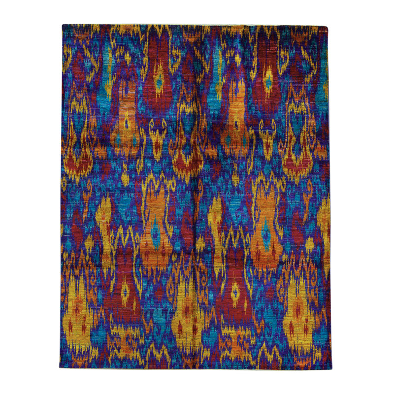 Ikatville Silk Ikat Area Rug in Blue/Rust/Brown