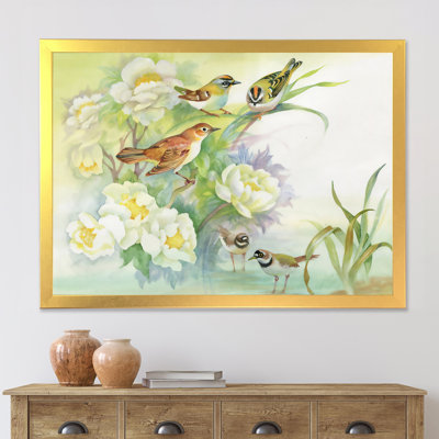 " Flowers And Birds In Rustic Scenery " Painting Print