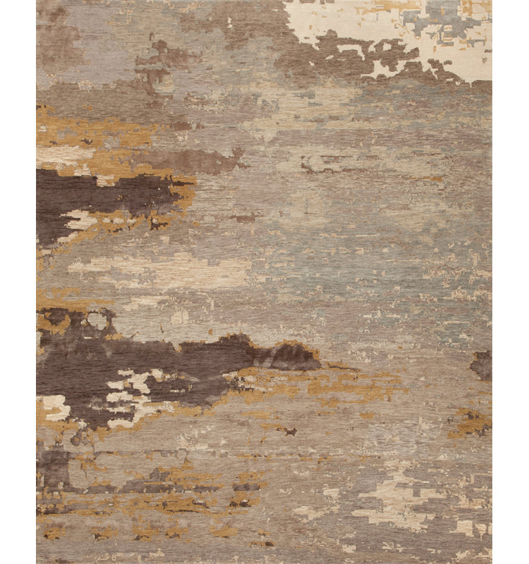 Lumina Abstract Area Rug in Tan/Brown, Rectangle 13' x 18'