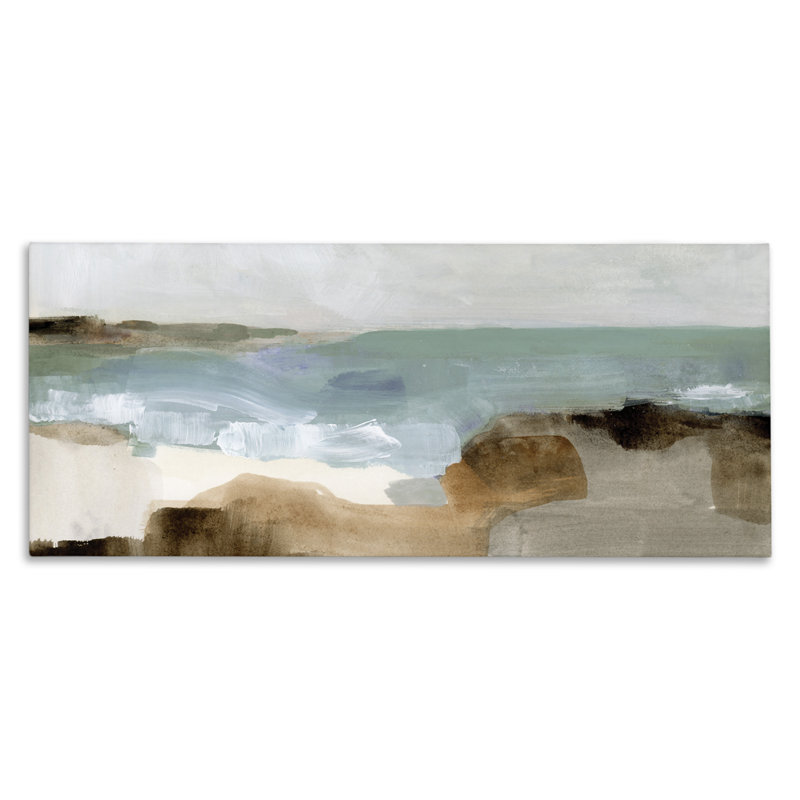 Large Abstract Ocean Wave Landscape Canvas Wall Art in Earth Tones