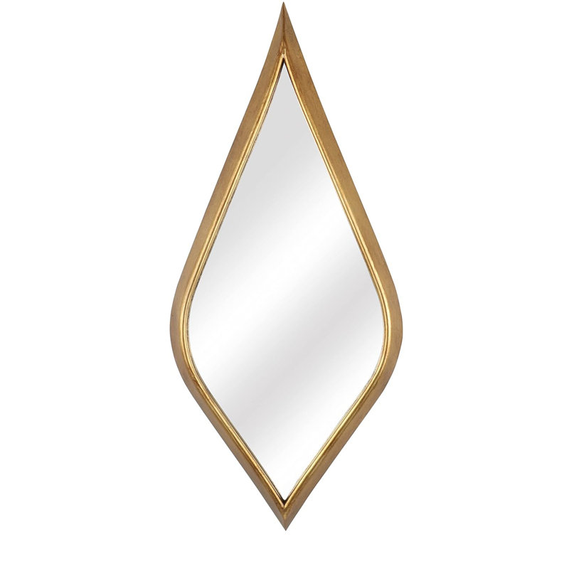Elegant Teardrop Wall Mirror - Handcrafted Gold Foil Accents