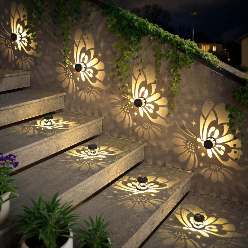 2 Pack Solar Fence Lights Metal Solar Powered Outdoor Waterproof Wall Deck Step Lights For Garden