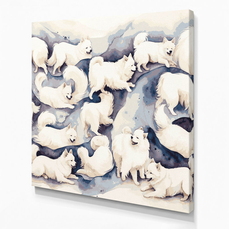 «Dogs Samoyed Beige», art mural sur toile, H 8 po x l 8 po