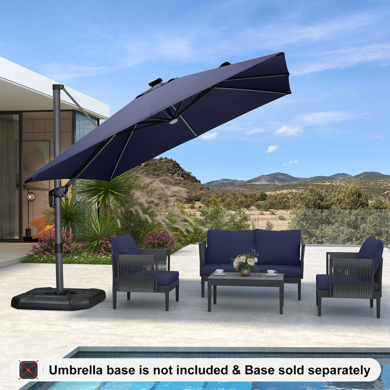 304cm Lighted Cantilever Parasol, Navy