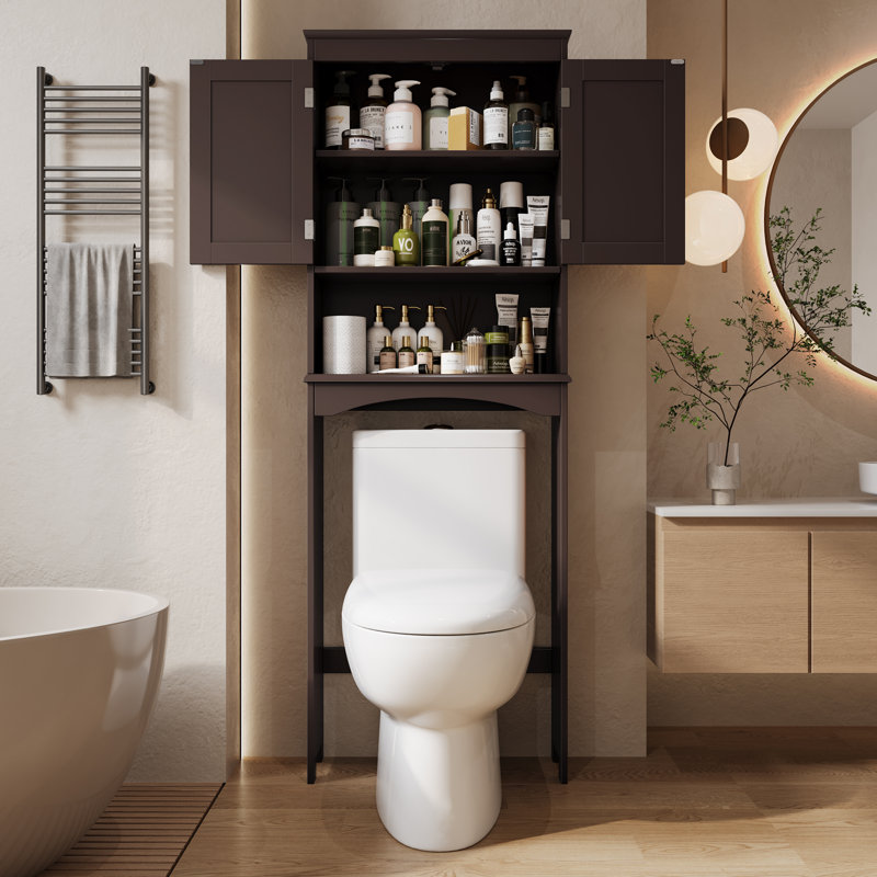 Champine Freestanding Over The Toilet Storage with Adjustable Shelf, Brown