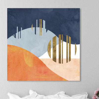 «Abstract Landscape The Desert Night Geometric», reproduction d'impression sur toile