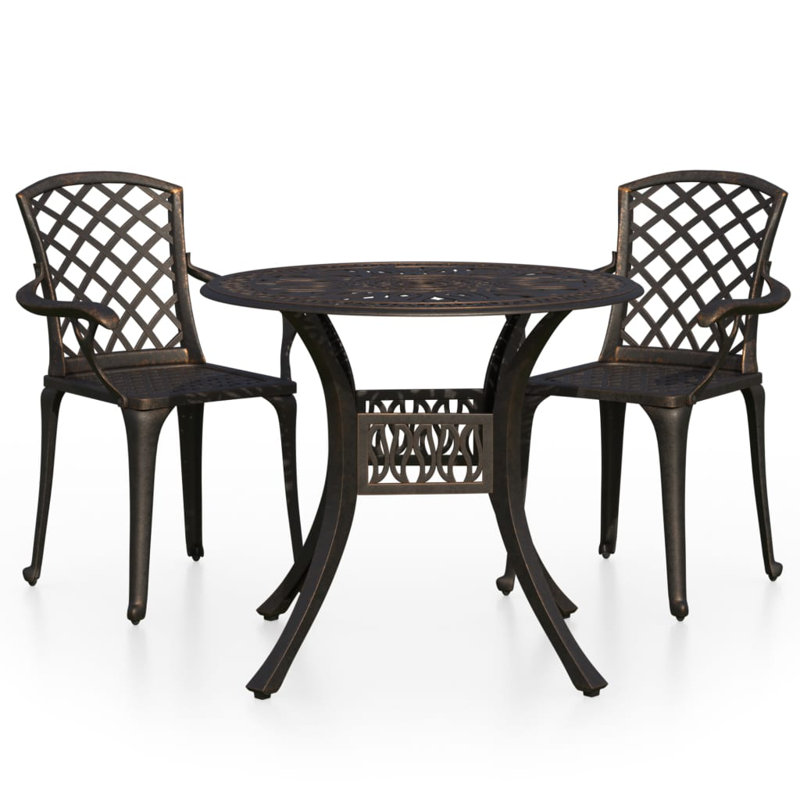 Barrville 2 - Person Patio Dining Set with Round Table, Bronze
