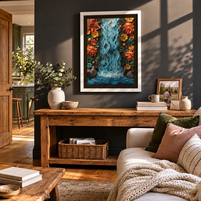 Waterfall in Bloom Botanical - Framed Print